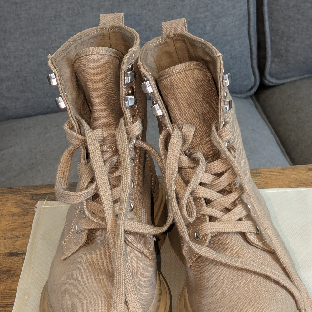 H&M Beige Combat Boots with Metallic Accents